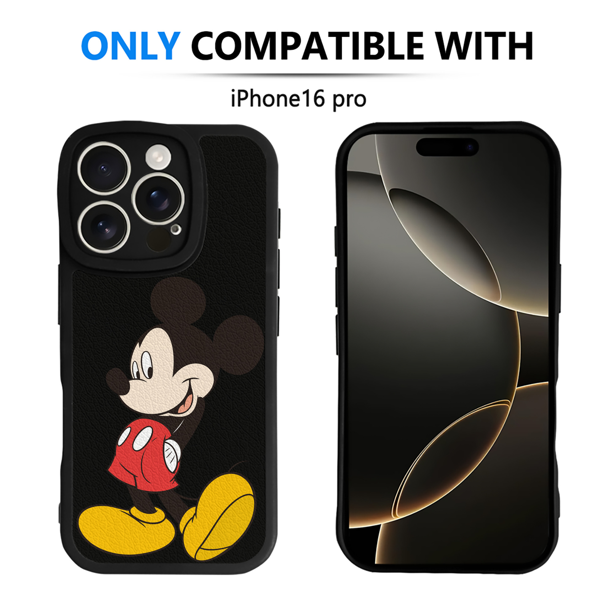 （画像用） ミッキーマウス Mickey Mouse 【iPhone 16シリーズ対応】シリコンスマホケース（レザー調） 材質：シリコン